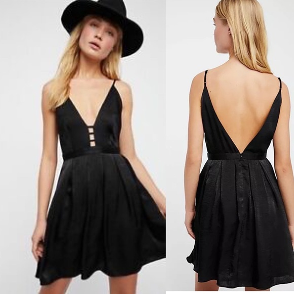 Free People Dresses & Skirts - FREE PEOPLE Gabby Black Plunge Barred Cocktail 8